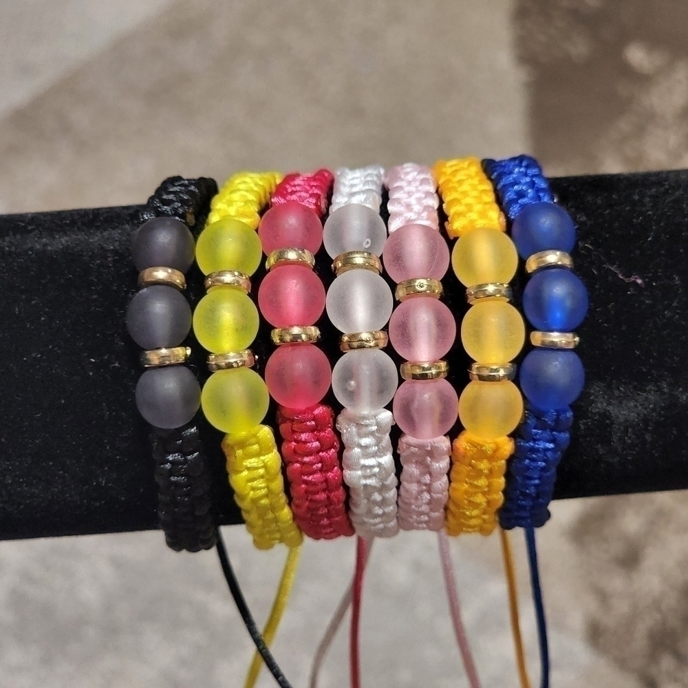 HANDMADE Adjustable Nylon Satin Cord Matte Acrylic Craft Beaded And Flat Disc Sp